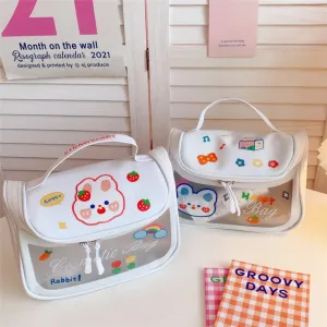 Cyflymder PU Women Kawaii Travel Storag Toiletry Organize Bag Waterproof PVC Portable Transparent Cosmetic Makeup Bags Females Wash Bag
