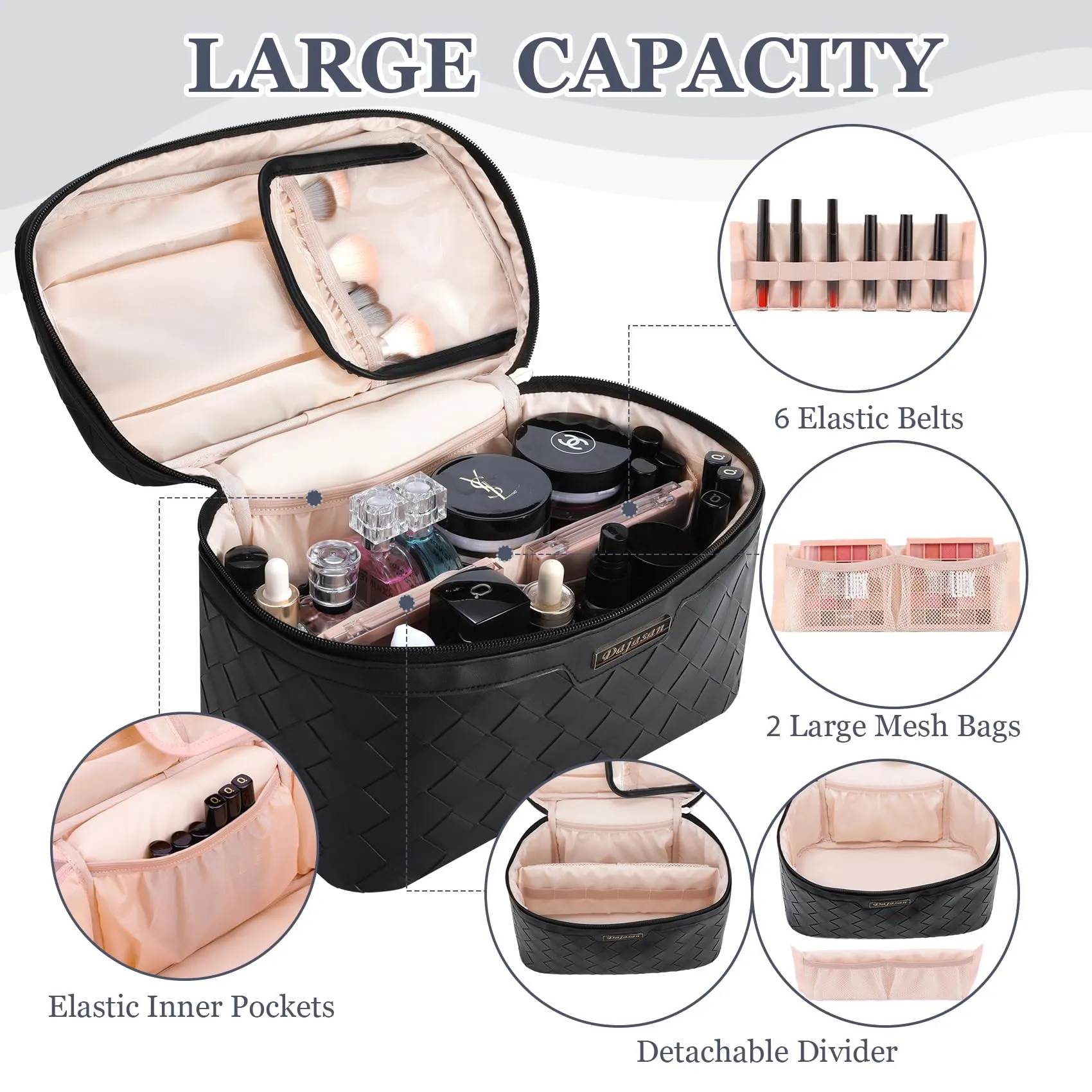Dajasan Large Capacity Makeup Bag   Mini Travel Jewelry Case