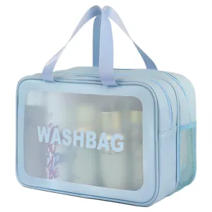 DAPOWER Travel Toiletry Bag for Women, Matte Translucent Toiletry Bag with Handy Handle, Makeup Cosmetic Organizer Bag for Travel Toiletries Accessories (Blue-XL)