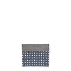 DARK GREY LEATHER AND SILK CREDIT CARD HOLDER
