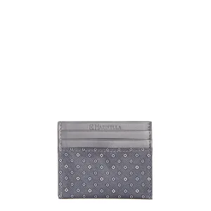 DARK GREY LEATHER AND SILK CREDIT CARD HOLDER