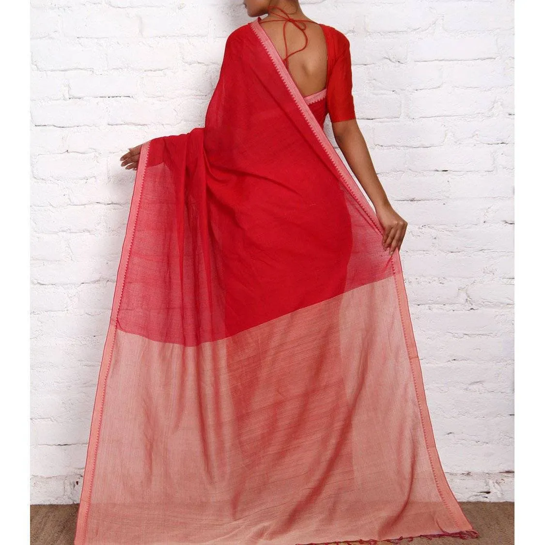 Dark Pink Mangalgiri Cotton Saree