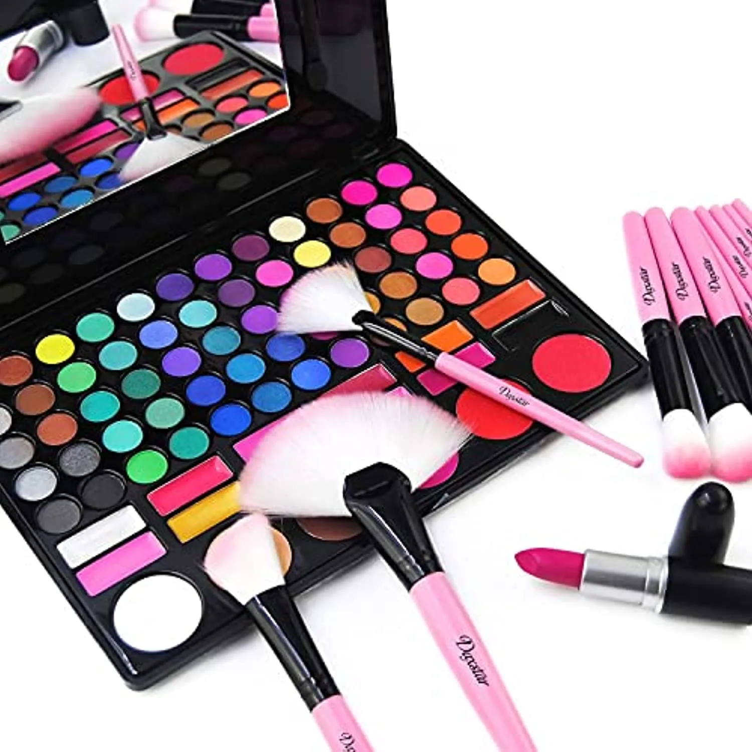 Daxstar Makeup Brushes 32pcs, Premium Orange Pink Brush Set for Full Make-up Blush Concealer Highlight Contour Lip Brush Multiple Style Girlish Beauty Tools Portable Travel Set Professional