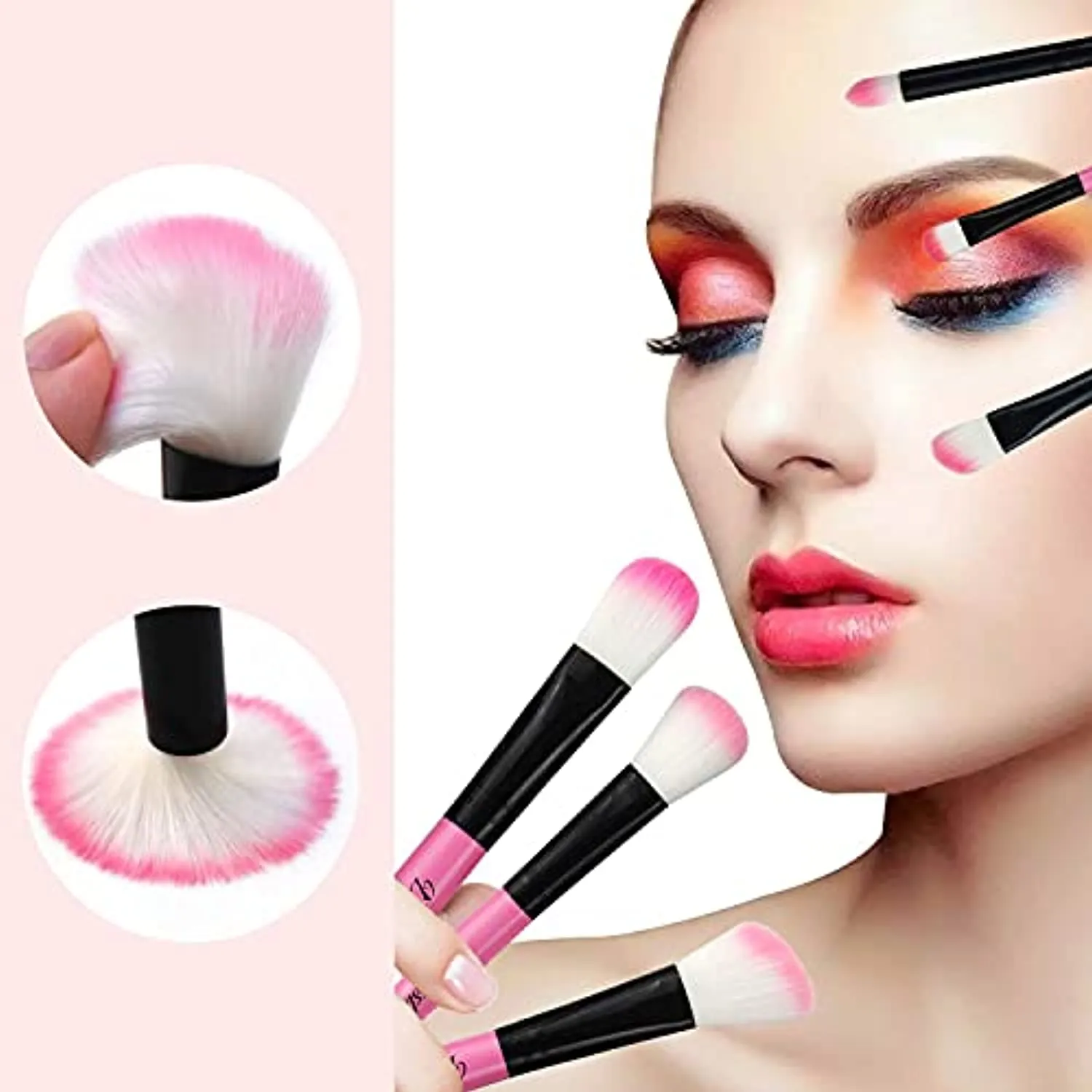 Daxstar Makeup Brushes 32pcs, Premium Orange Pink Brush Set for Full Make-up Blush Concealer Highlight Contour Lip Brush Multiple Style Girlish Beauty Tools Portable Travel Set Professional