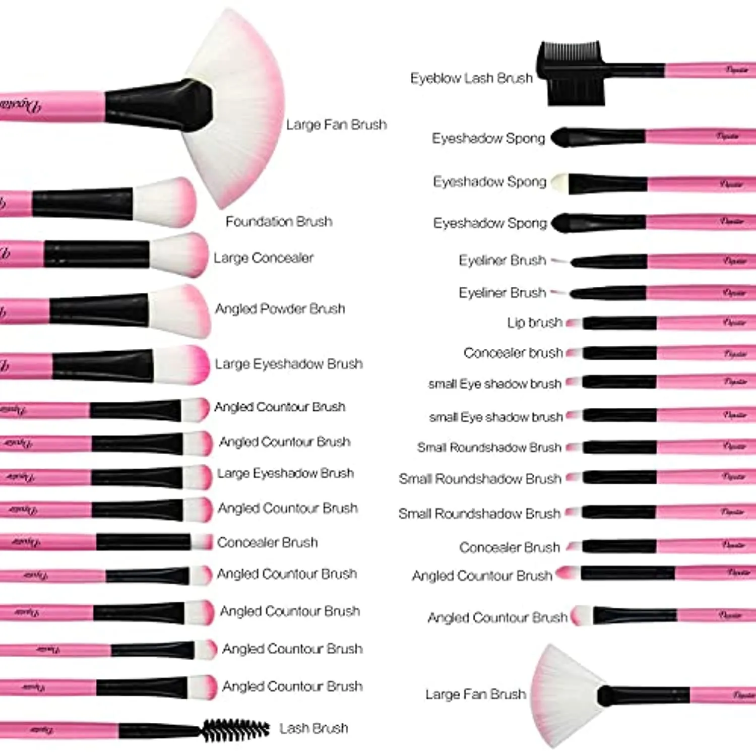 Daxstar Makeup Brushes 32pcs, Premium Orange Pink Brush Set for Full Make-up Blush Concealer Highlight Contour Lip Brush Multiple Style Girlish Beauty Tools Portable Travel Set Professional