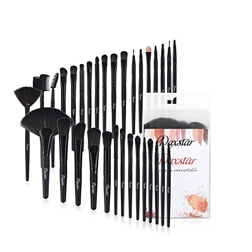 Daxstar Makeup Brushes 32pcs, Premium Orange Pink Brush Set for Full Make-up Blush Concealer Highlight Contour Lip Brush Multiple Style Girlish Beauty Tools Portable Travel Set Professional