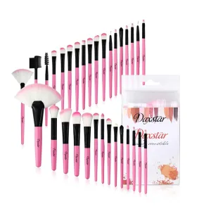 Daxstar Makeup Brushes 32pcs, Premium Orange Pink Brush Set for Full Make-up Blush Concealer Highlight Contour Lip Brush Multiple Style Girlish Beauty Tools Portable Travel Set Professional
