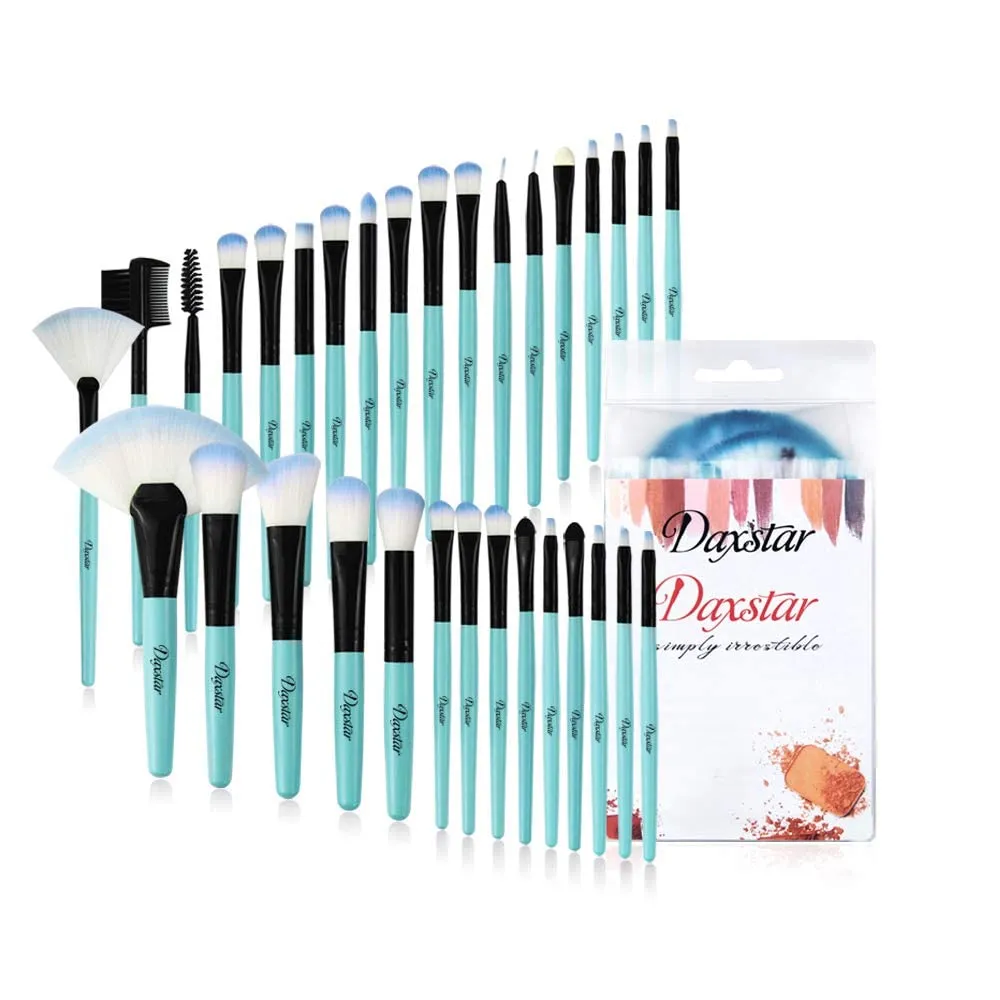 Daxstar Makeup Brushes 32pcs, Premium Orange Pink Brush Set for Full Make-up Blush Concealer Highlight Contour Lip Brush Multiple Style Girlish Beauty Tools Portable Travel Set Professional