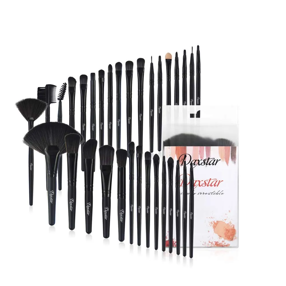 Daxstar Makeup Brushes 32pcs, Premium Orange Pink Brush Set for Full Make-up Blush Concealer Highlight Contour Lip Brush Multiple Style Girlish Beauty Tools Portable Travel Set Professional
