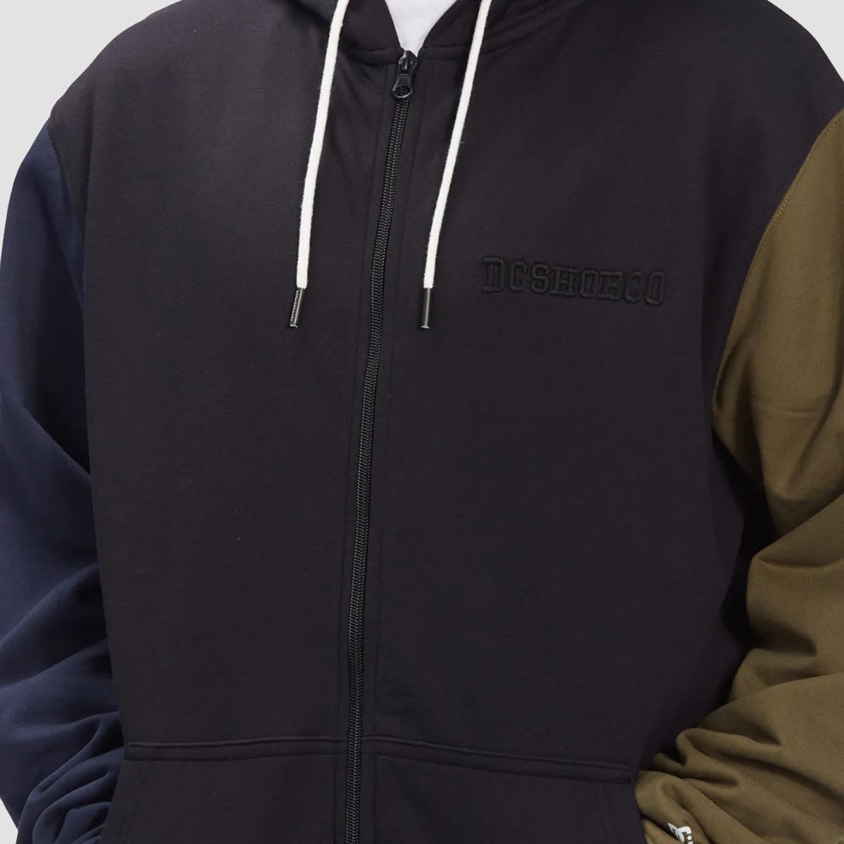 DC Riot 2 Zip Hoodie Black Colour Block