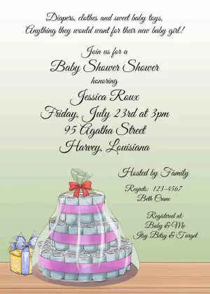 DIAPER CAKE CUSTOM INVITATION