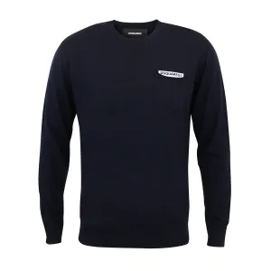 DSQUARED2 - Crew Neck Pocket Logo Jumper in Navy