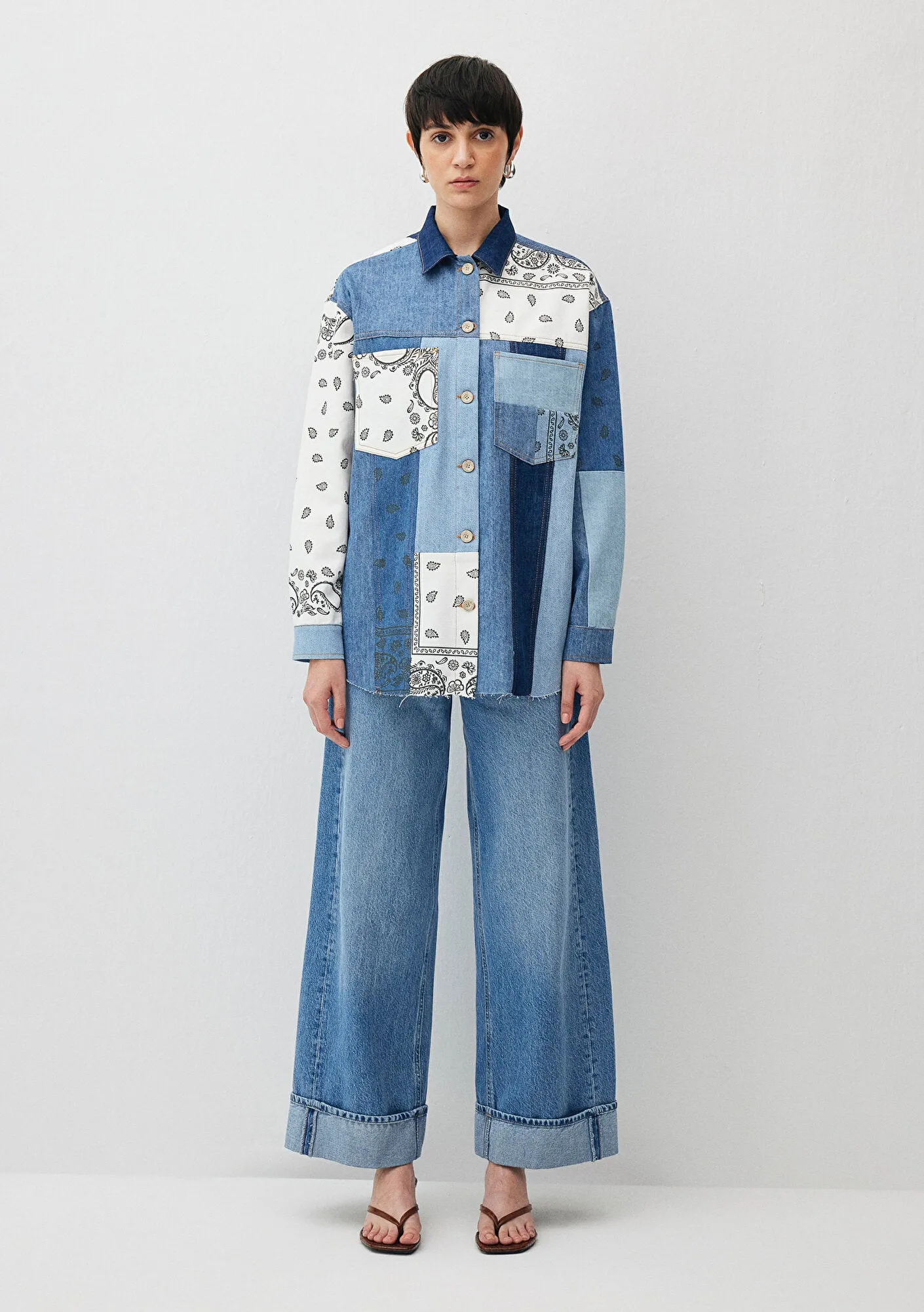 Elodie Blocking Upcycle  Jean Shirt