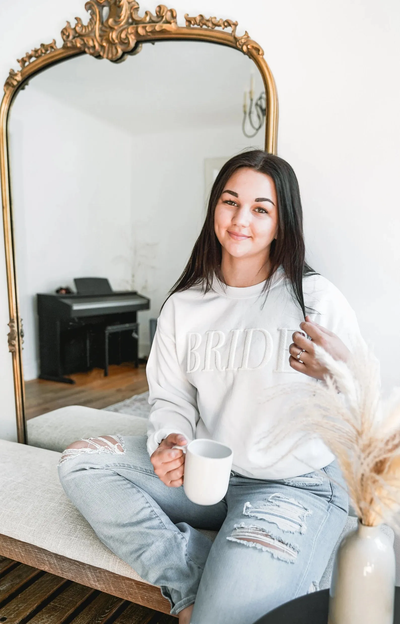 Embossed Bride Puff Crewneck Sweatshirt