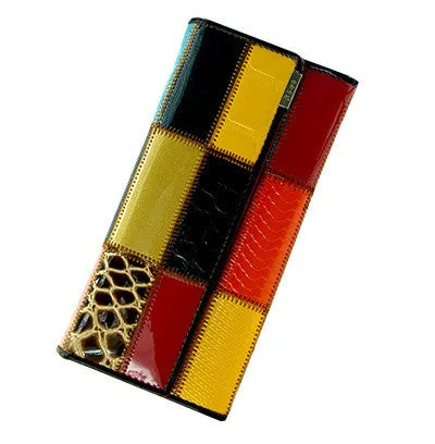 Fashion Long Genuine Leather Women Wallets Multicolor Patchwork Hasp Classic Female Clutch Carteira Feminina Women Purse Wallet