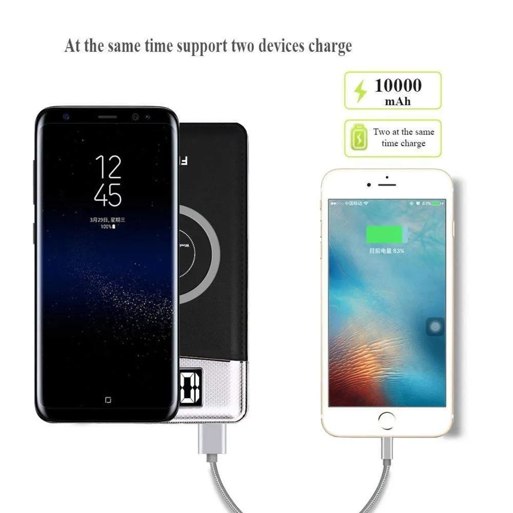 FDGAO Real 10000mAh Qi Wireless Power Bank Charger