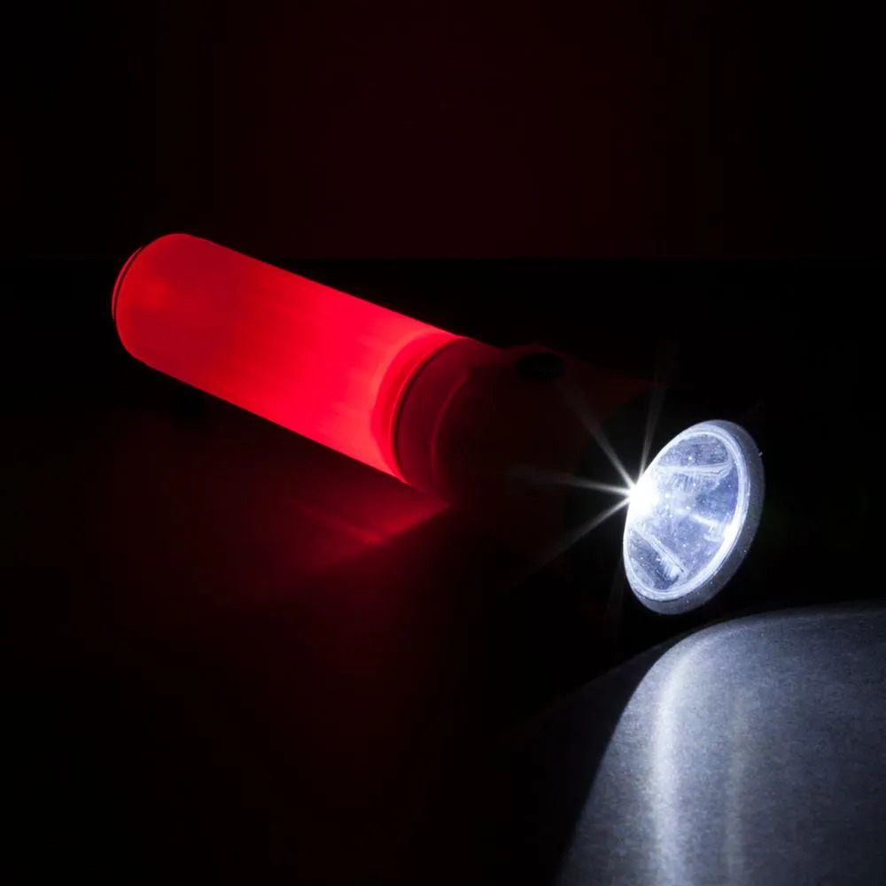 Floating Multi-Mode Flashlight and Lantern with Red Safety Glow, Flash & storage compartment in the handle! Lasts 300  Hours