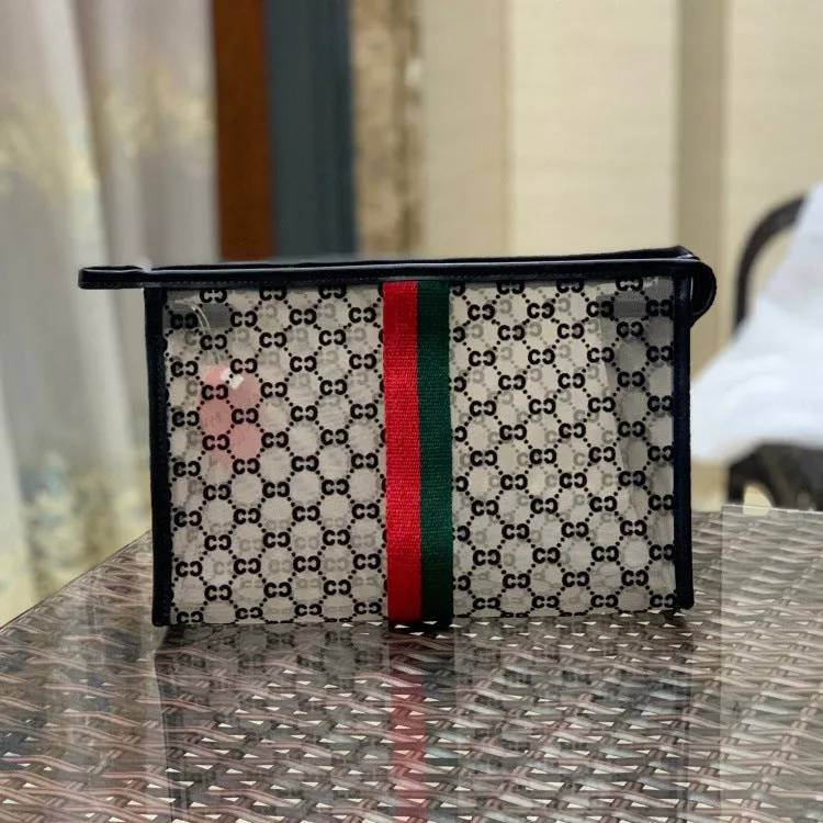 Flower Korean Style Large Capacity Mesh Flocking Cosmetic Bags