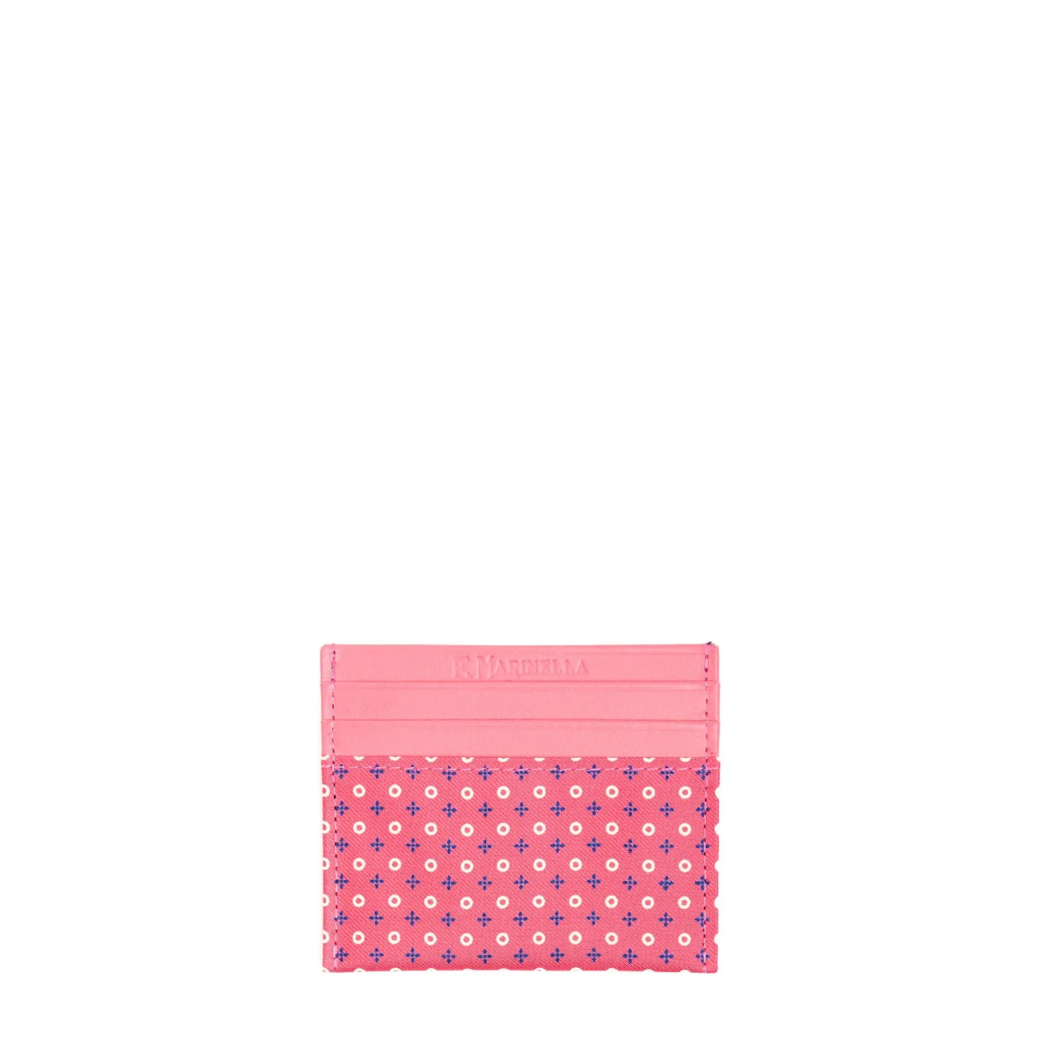 FUCSIA LEATHER AND SILK CREDIT CARD HOLDER