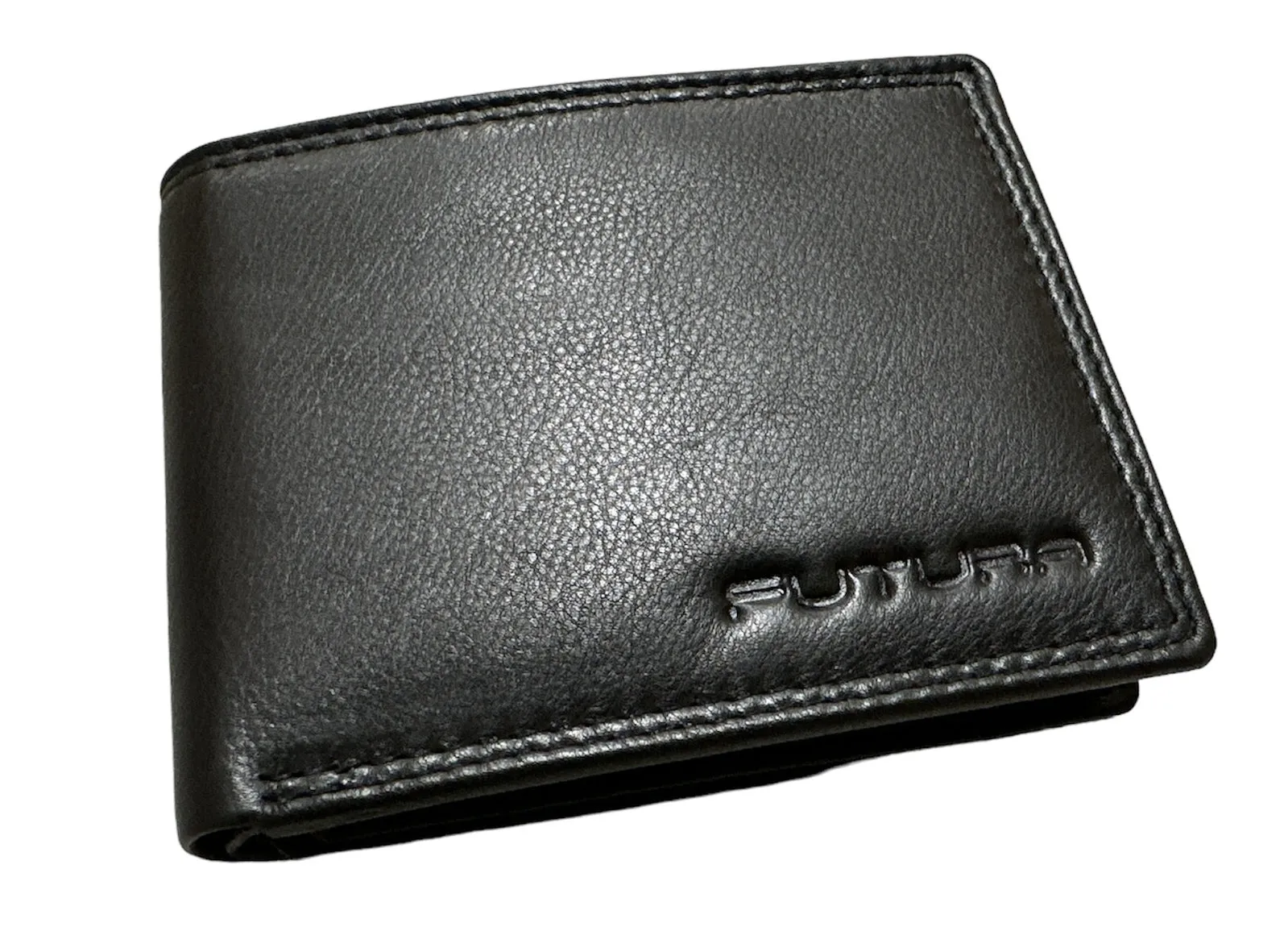Futura Mens RFID Leather Fold Over Wallet w/ Gift Box - Black