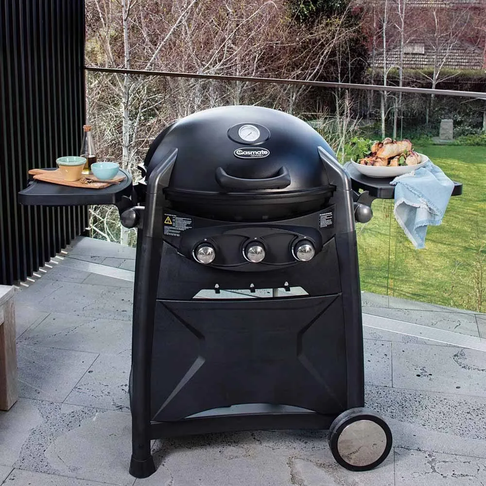 Gasmate Odyssey 3 Burner Trolley BBQ Black