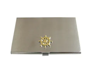 Gold Toned Nautical Steering Helm Business Card Holder