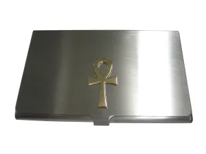 Gold Toned Shiny Ankh Business Card Holder