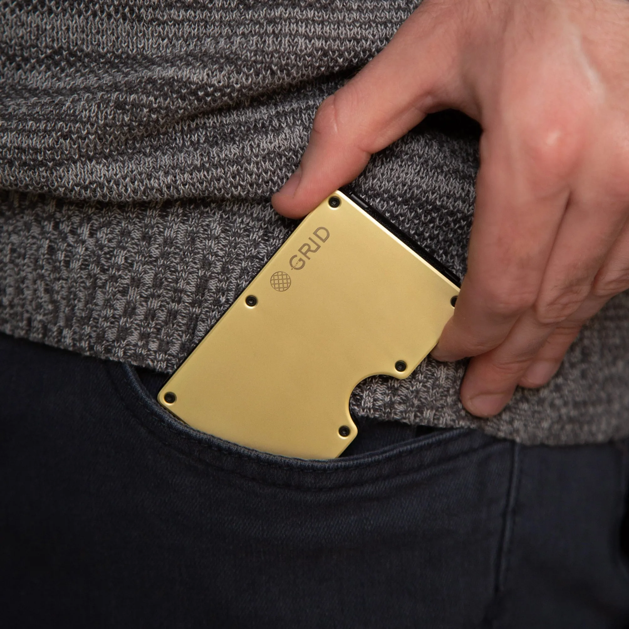 GRID Compact Minimalist Wallet - Gold Aluminum