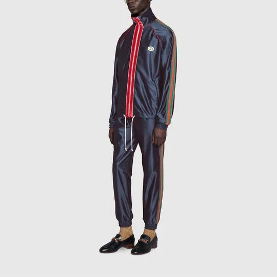 Gucci Web Tech Jersey Pants in Navy