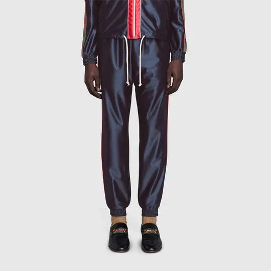 Gucci Web Tech Jersey Pants in Navy
