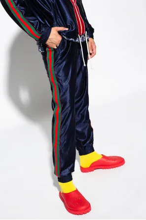 Gucci Web Tech Jersey Pants in Navy