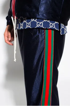 Gucci Web Tech Jersey Pants in Navy