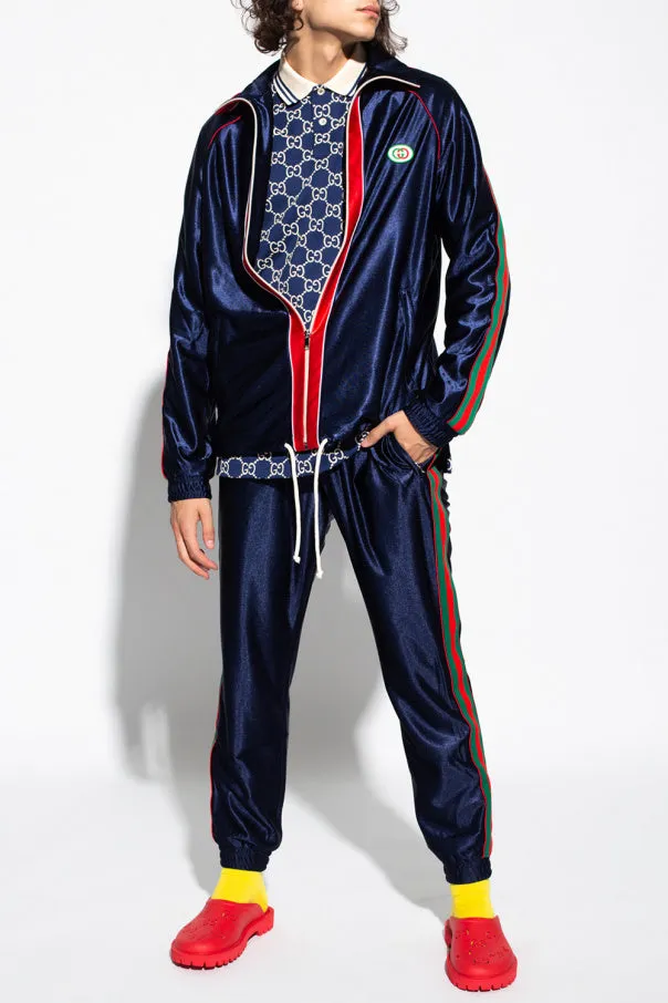 Gucci Web Tech Jersey Pants in Navy