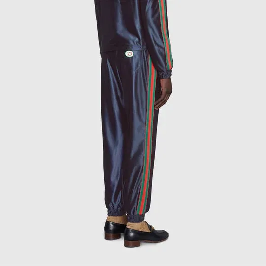 Gucci Web Tech Jersey Pants in Navy