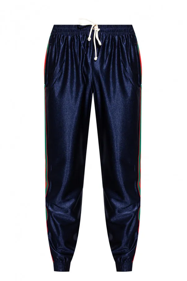 Gucci Web Tech Jersey Pants in Navy