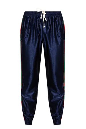 Gucci Web Tech Jersey Pants in Navy