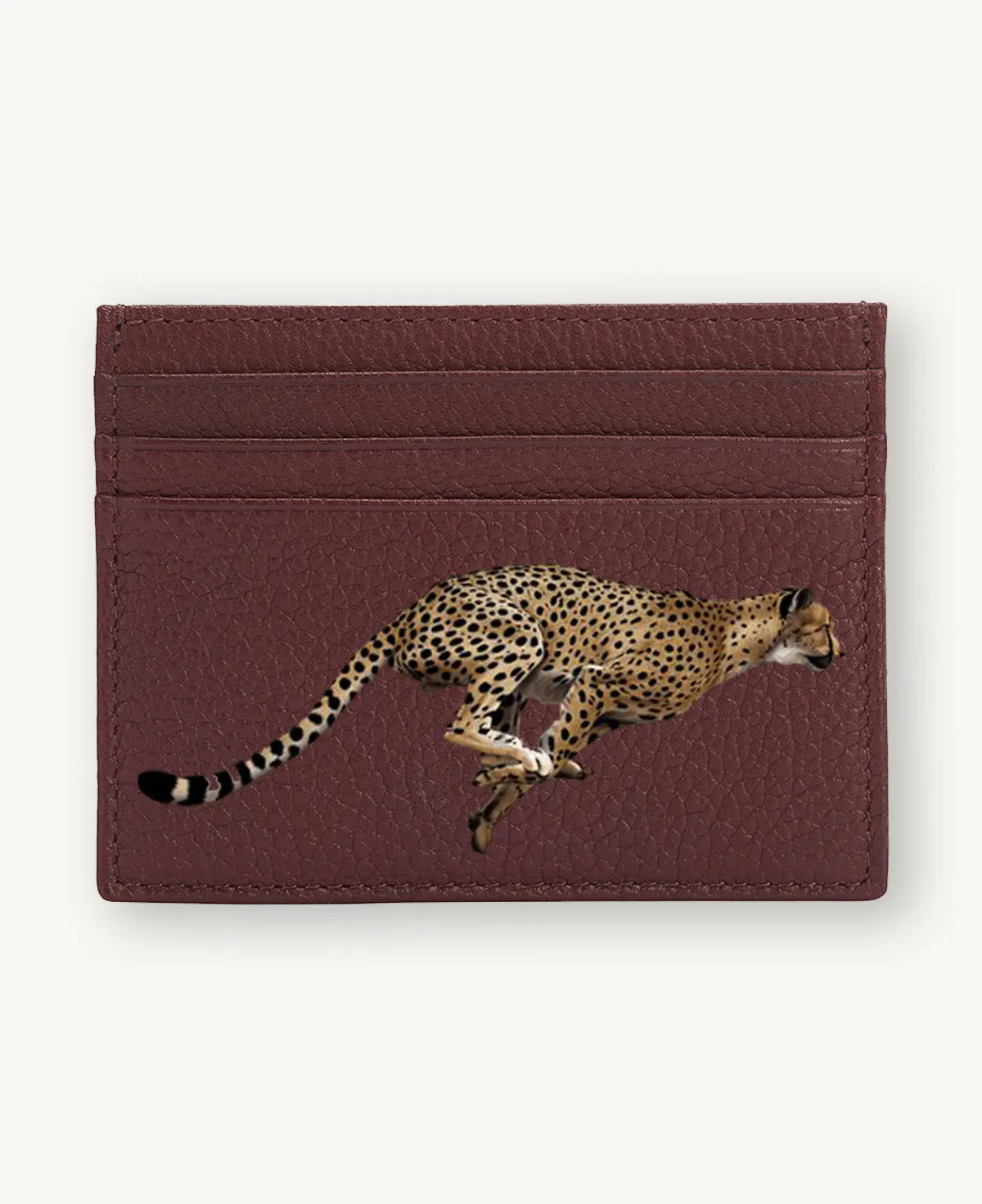 HAND PAINTED CARD HOLDER BURGUNDY
