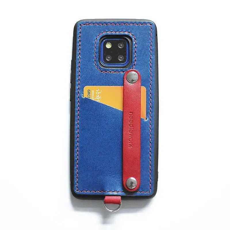 Handmade Green Leather Huawei Mate 20 Pro Case with Card Holder CONTRAST COLOR Huawei Mate 20 Pro Leather Case