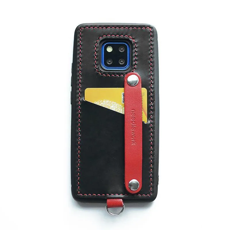 Handmade Green Leather Huawei Mate 20 Pro Case with Card Holder CONTRAST COLOR Huawei Mate 20 Pro Leather Case