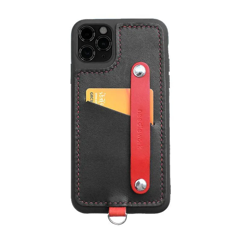 Handmade Red Leather iPhone 11 Pro Max Case with Card Holder CONTRAST COLOR iPhone 11 Leather Case