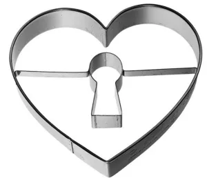 Heart with Keyhole Cookie Cutter Embossed Detail 7cm