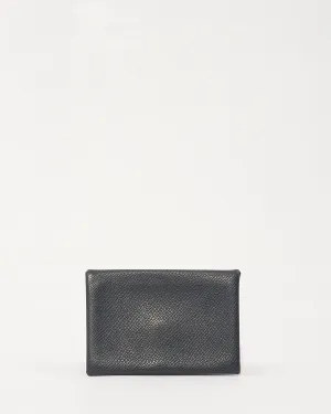 Hermes Black Leather Calvi Card Holder