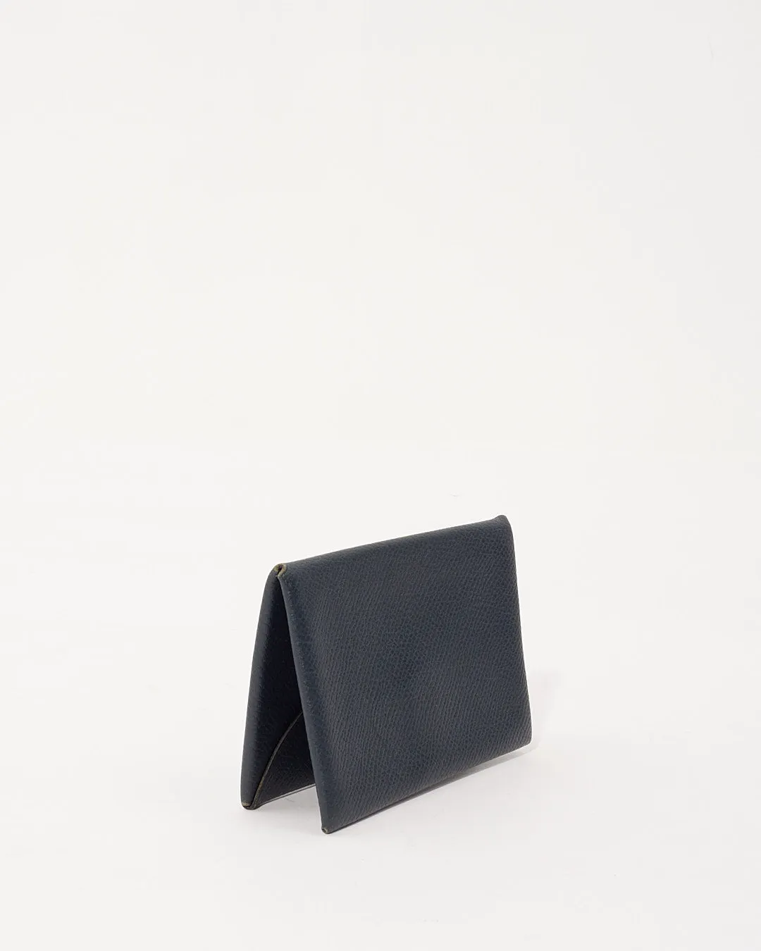 Hermes Black Leather Calvi Card Holder