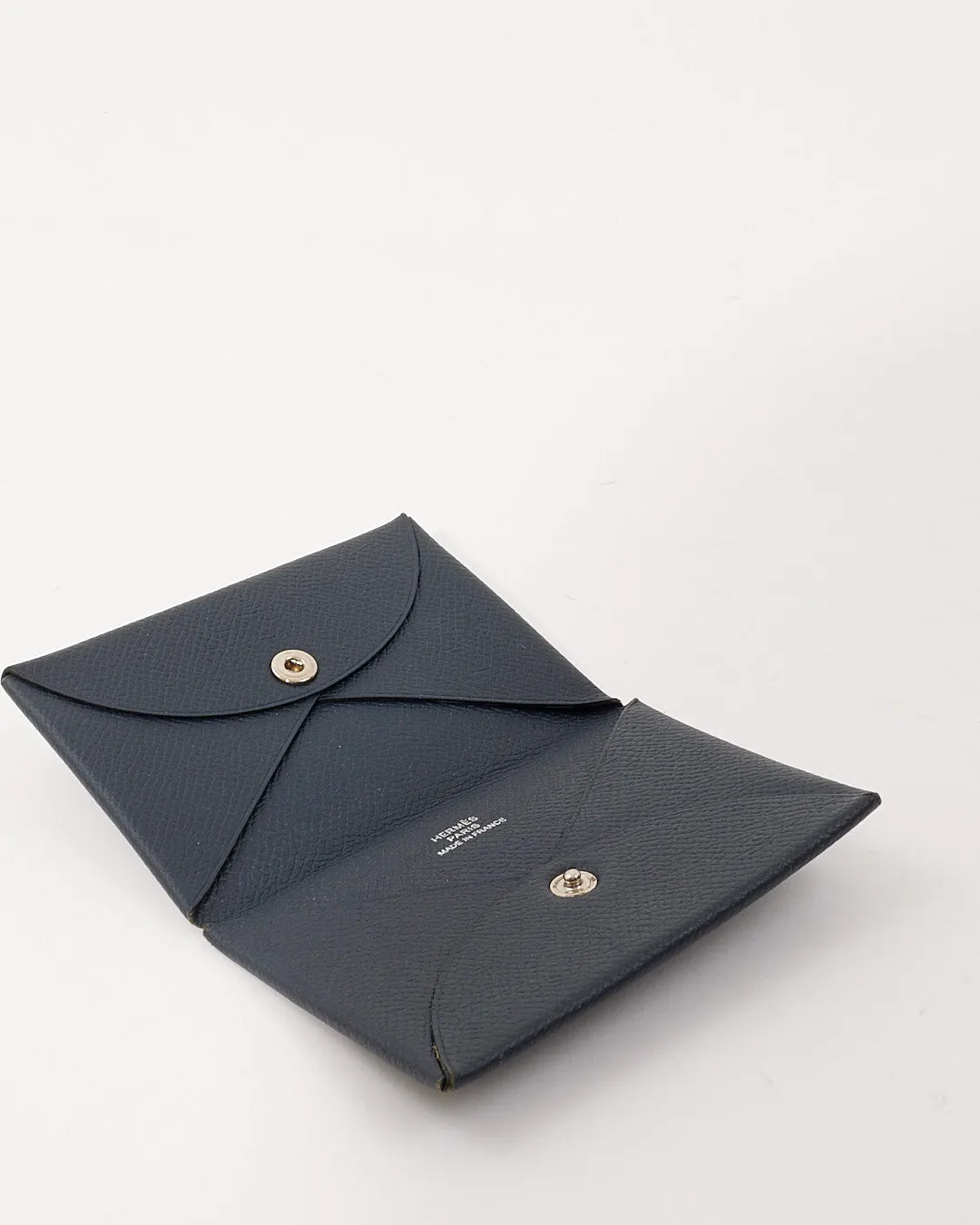 Hermes Black Leather Calvi Card Holder
