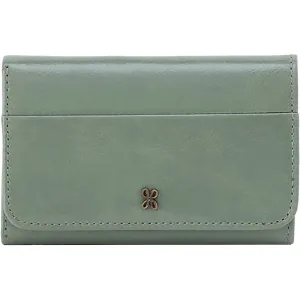 Hobo Jill Trifold Wallet Jade Polished Leather