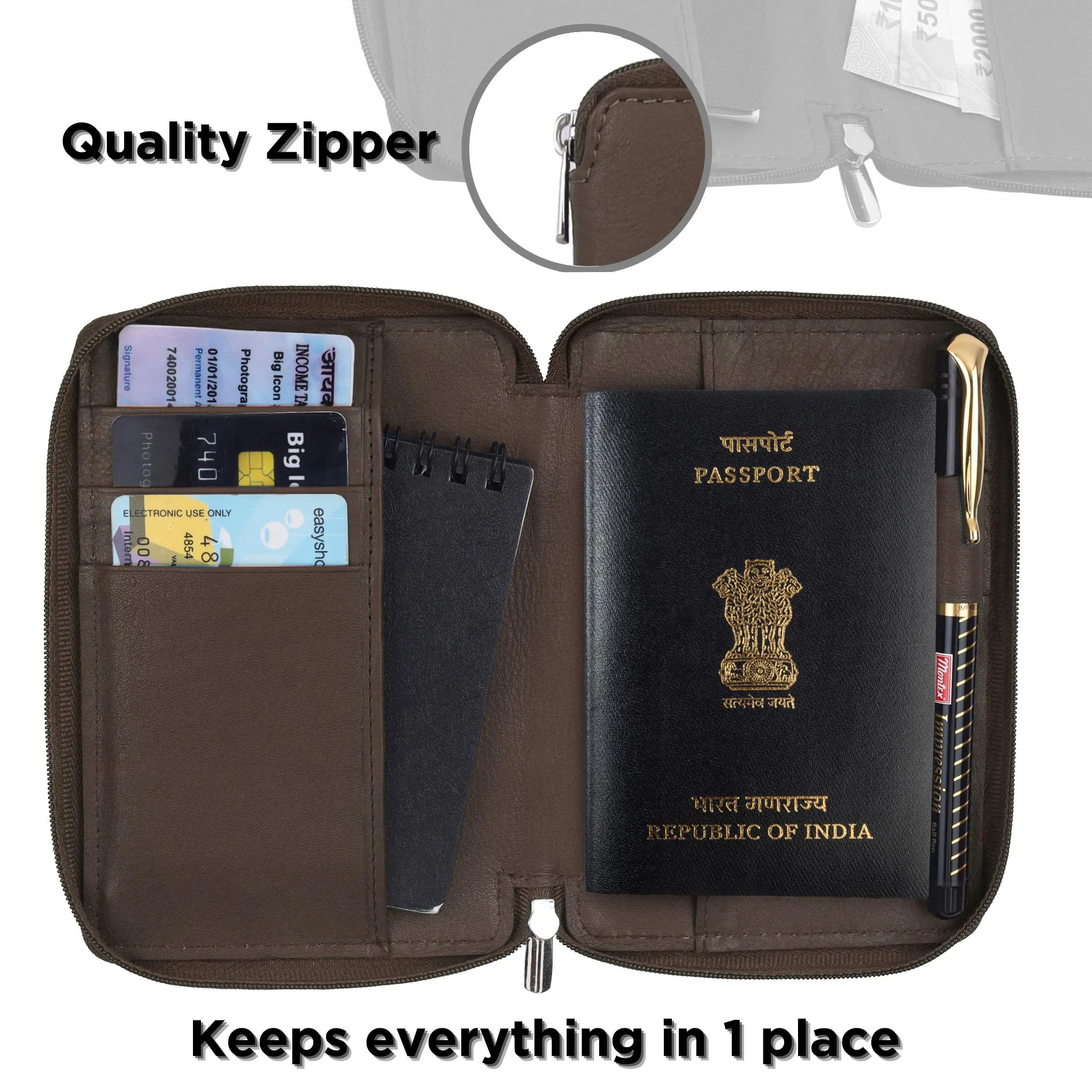HUDSON RFID Protected Maroon Leather Passport Holder for Men & Women