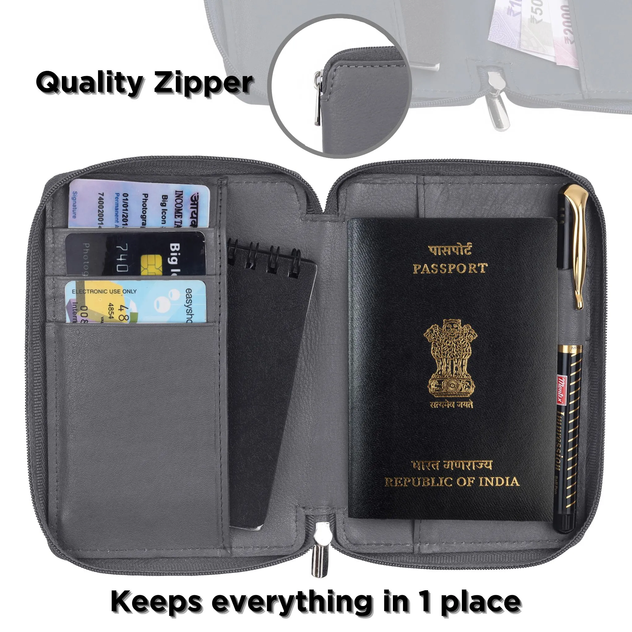 HUDSON RFID Protected Maroon Leather Passport Holder for Men & Women