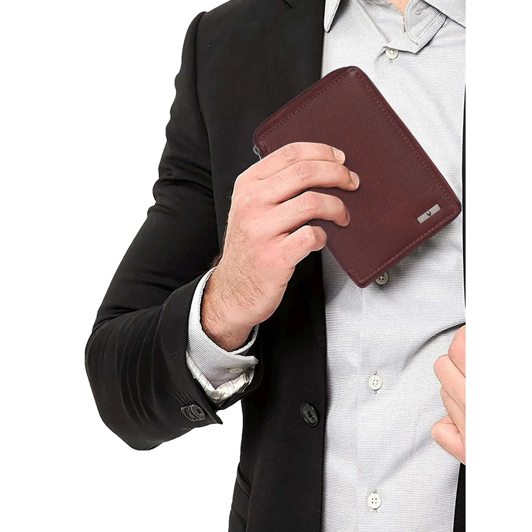 HUDSON RFID Protected Maroon Leather Passport Holder for Men & Women