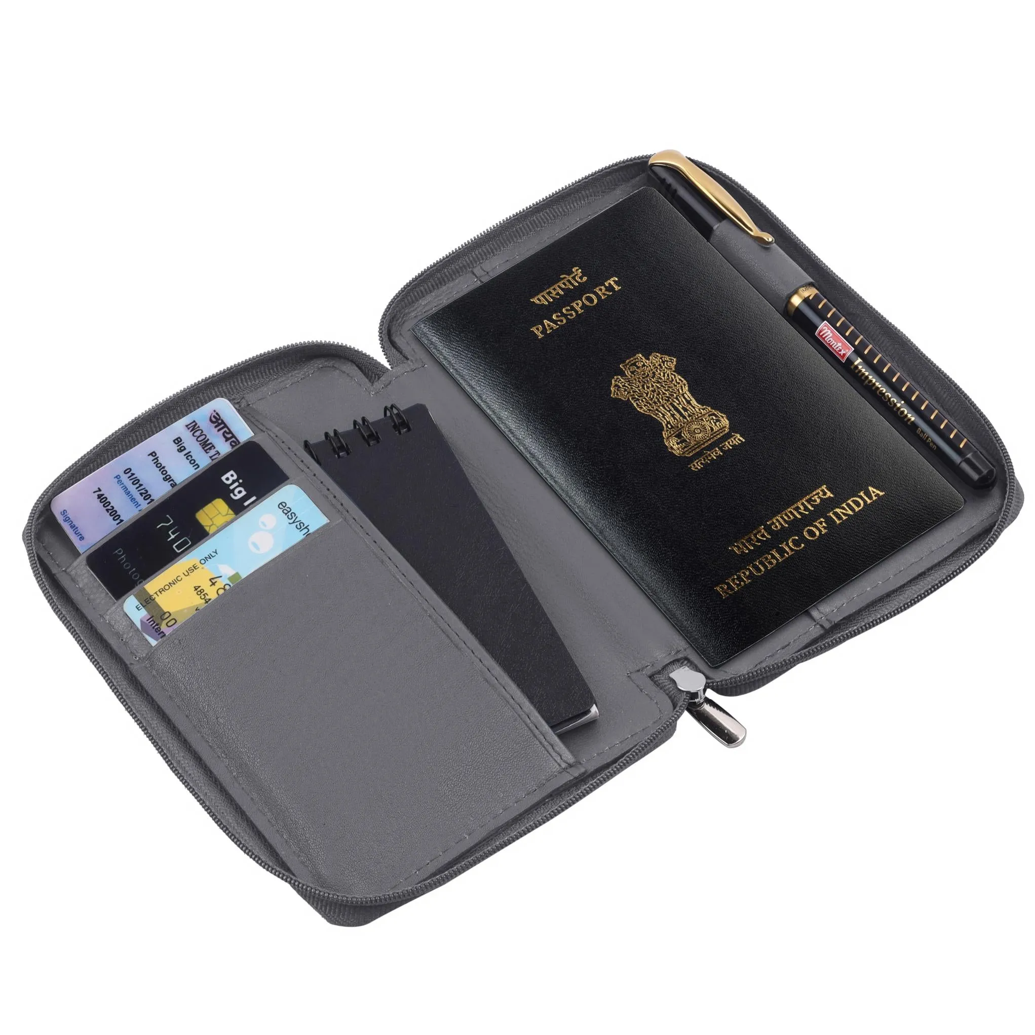 HUDSON RFID Protected Maroon Leather Passport Holder for Men & Women