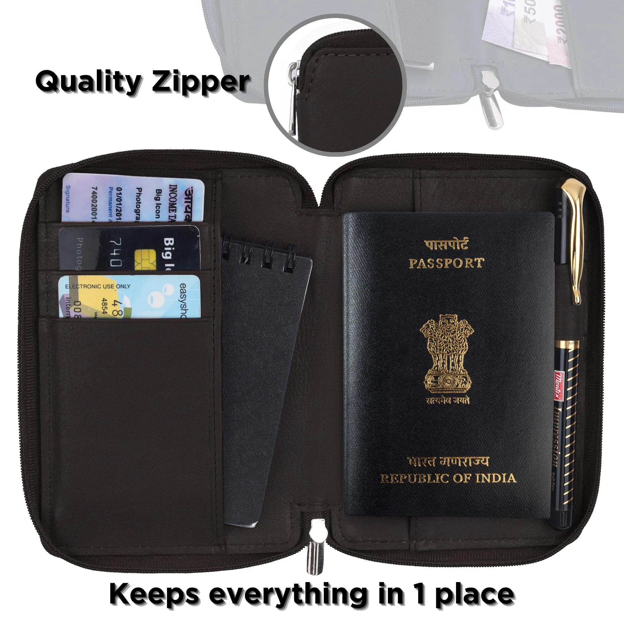 HUDSON RFID Protected Maroon Leather Passport Holder for Men & Women